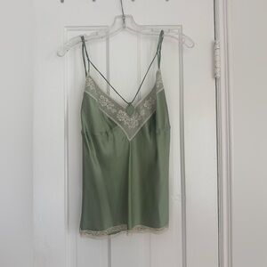 Green Lace Trim Cami Top